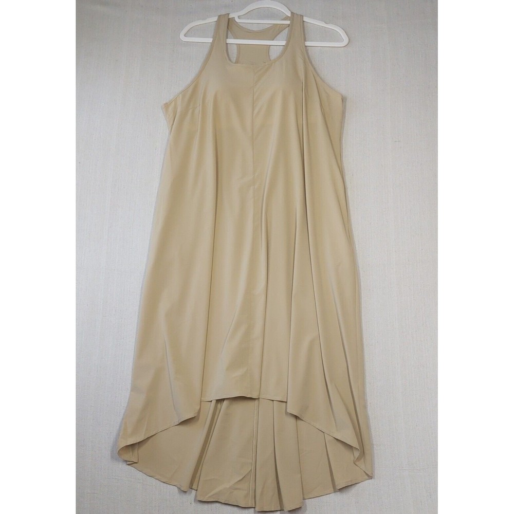Halara Dress Size Medium Beige Racerback High Low Shelf Bra Breathable